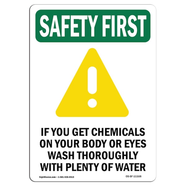 OSHA, 5" Height, Decal, 5" H, Portrait, PK10, If You Get Chemicals
